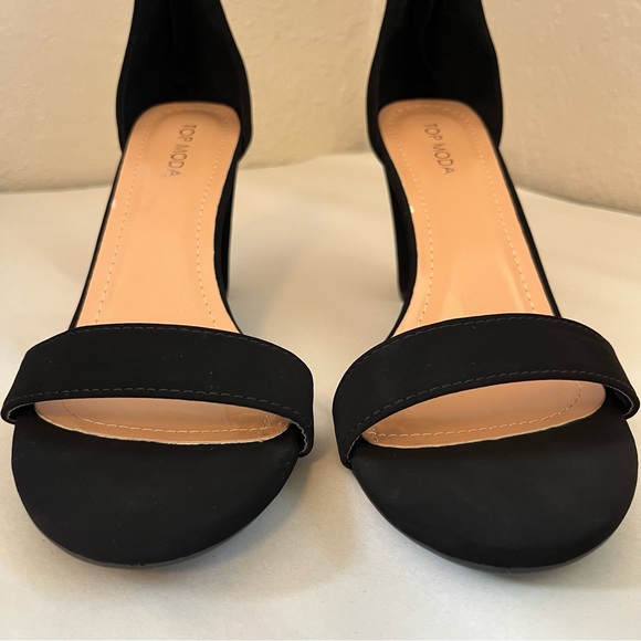 Top Moda Hannah Strappy Matte Black 3.25” Heels Chunky size 10 - Picture 8 of 10